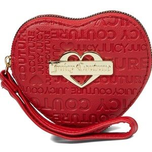 Juicy Couture Scarlet Red Glam Heart Wristlet Zip coin purse